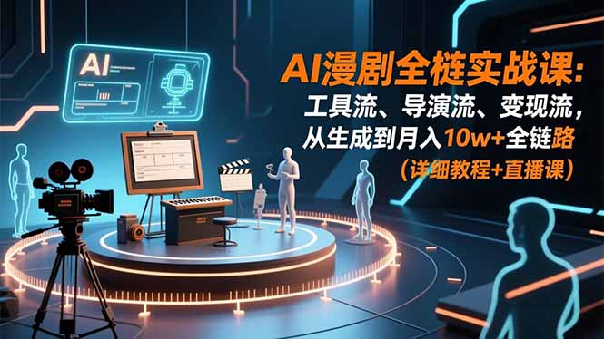 AI漫剧全栈实战课：工具流、导演流、变现流，从生成到月入10w+全链路 (详细教程+直播课-资源宝库