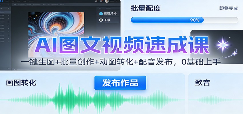 AI图文视频速成课:一键生图+批量创作+动图转化+配音发布,0基础上手-资源宝库