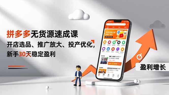 拼多多无货源速成课，开店选品、推广放大、投产优化，新手30天稳定盈利-资源宝库