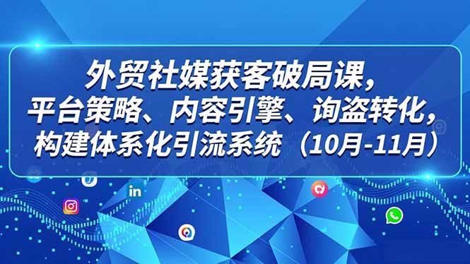 外贸 社媒获客破局课,平台策略、内容引擎、询盘转化,构建体系化引流系统(10月-11月-资源宝库