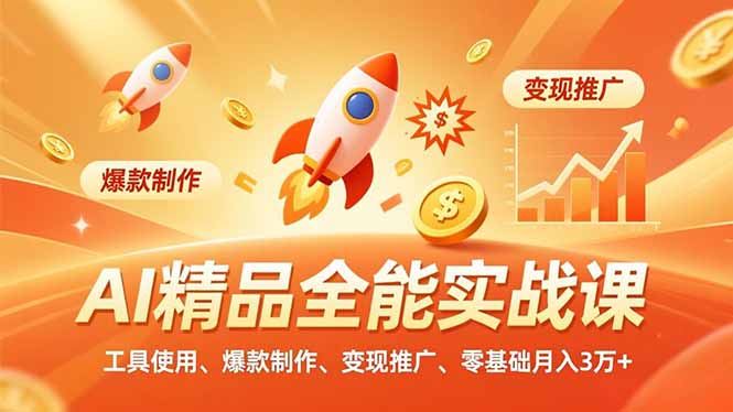 AI 精品全能实战课,工具使用、爆款制作、变现推广,零基础月入3万+-资源宝库