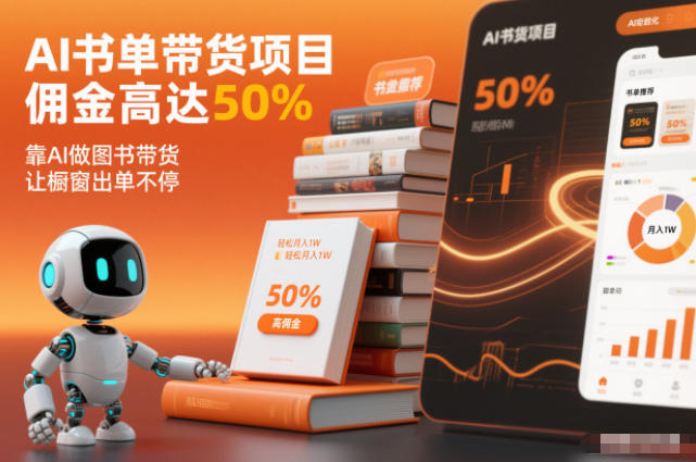 AI书单带货项目,佣金高达50%,靠AI做图书带货,让橱窗出单不停,轻松月入1W-资源宝库