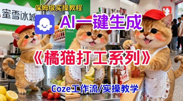 Coze扣子工作流一键生成胖橘猫打工短视频，保姆级实操搭建教学-资源宝库