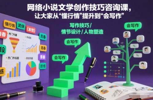 网络小说文学创作技巧咨询课,让大家从“懂行情”提升到”会写作”的高度-资源宝库