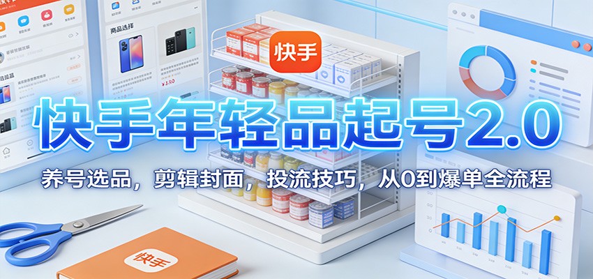快手年轻品起号2.0：养号选品，剪辑封面，投流技巧，从0到爆单全流程-资源宝库