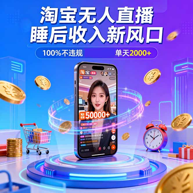 淘宝无人直播，不违规不封号，直播100小时卖了5万，年底旺季！-资源宝库