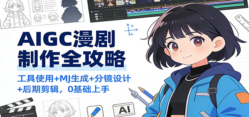 AIGC漫剧制作全攻略:工具使用+MJ生成+分镜设计+后期剪辑,0基础上手-资源宝库