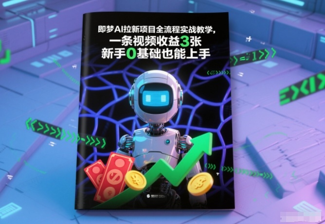 即梦AI拉新项目全流程实战教学,一条视频收益3张,新手0基础也能上手-资源宝库
