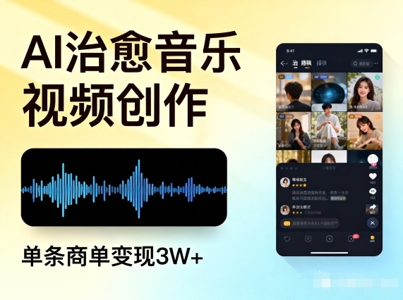AI做治愈音乐视频,多平台投稿,单条商单变现3W+-资源宝库
