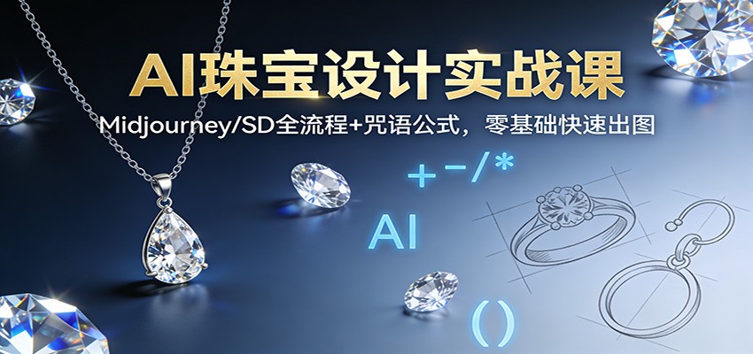 AI珠宝设计实战课:Midjourney/SD全流程+咒语公式,零基础快速出图-资源宝库