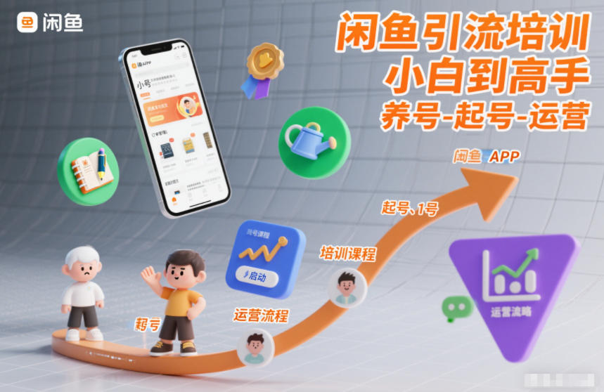 闲鱼引流培训，小白到高手，养号-起号-运营-资源宝库