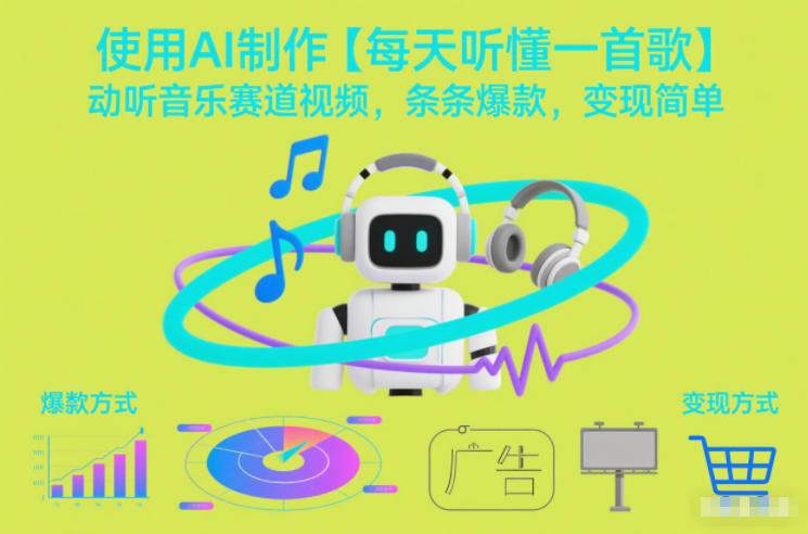 使用AI制作【每天听懂一首歌】动听音乐赛道视频，条条爆款，变现简单-资源宝库