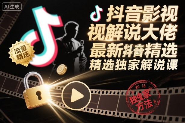 抖音影视解说大佬最新抖音进精选和独家方法，精选独家解说课(更新12月)-资源宝库