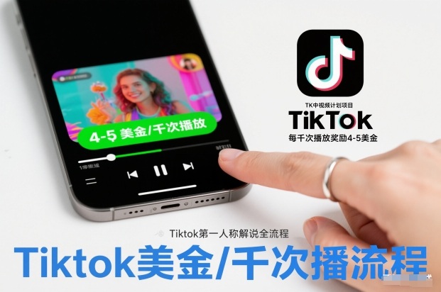 TK中视频计划项目，Tiktok第一人称解说流程，每干次播放奖励4-5美金-资源宝库