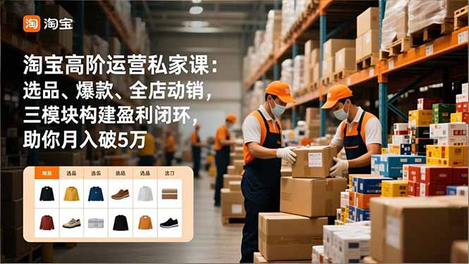 淘宝高阶运营私家课:选品、爆款、全店动销,三模块构建盈利闭环,助你月入破5万-资源宝库