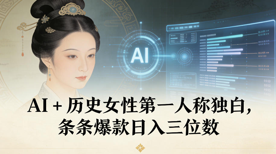 AI+历史女性第一人称独白，条条爆款日入三位数-资源宝库