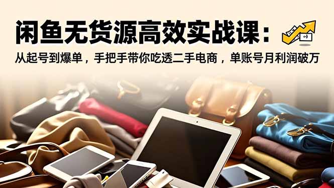 闲鱼无货源高效实战课:从起号到爆单,手把手带你吃透二手电商,单账号月利润破万-资源宝库