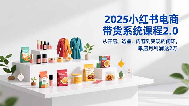2025小红书电商带货系统课程2.0，从开店、选品、内容到变现的闭环，单店月利润达2万-资源宝库