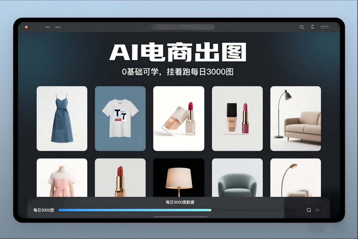 AI电商出图,0基础可学,挂着跑每日3000图-资源宝库