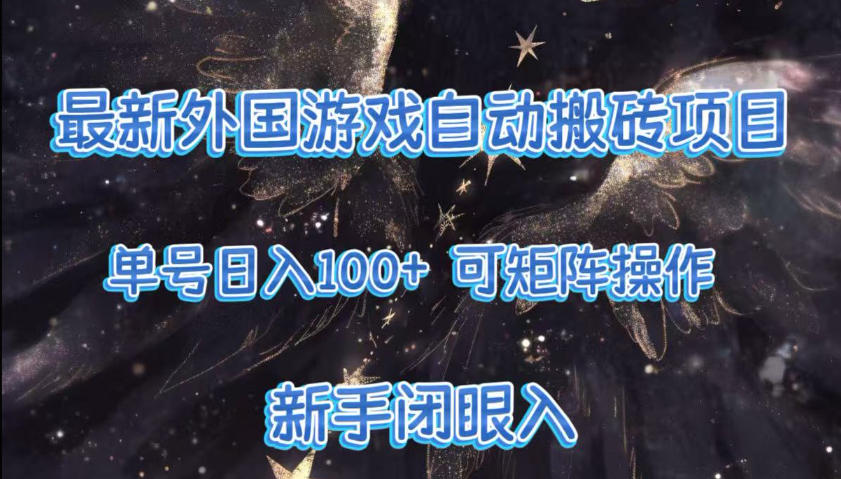 最新外国游戏自动搬砖项目,单号100+,可以矩阵操作,新手也可做【揭秘】-资源宝库