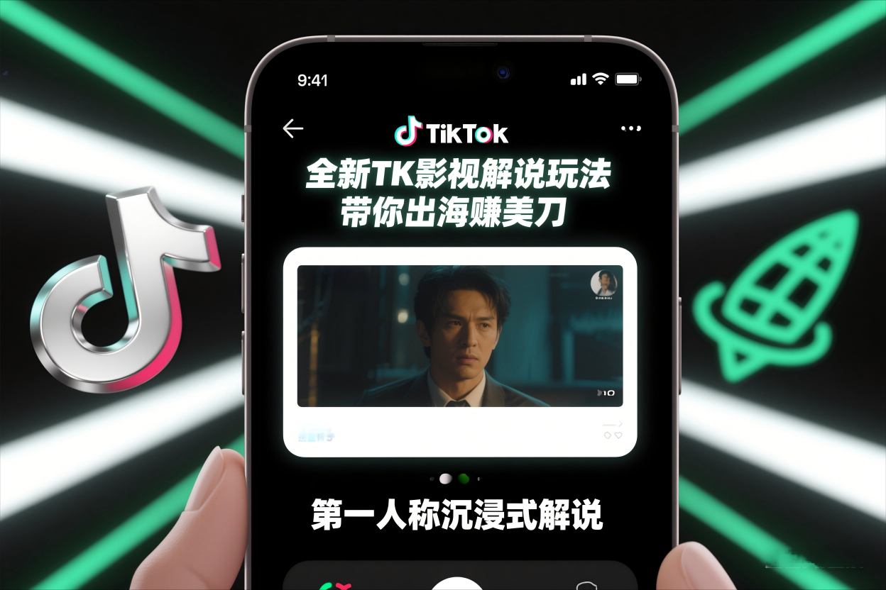 TikTok第一人称影视解说教学，全新TK影视解说玩法，带你出海賺美刀-资源宝库