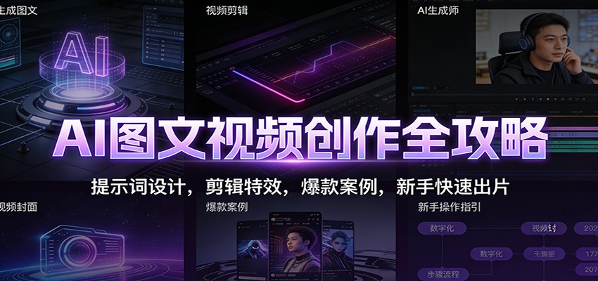 AI图文视频创作全攻略:提示词设计,剪辑特效,爆款案例,新手快速出片-资源宝库
