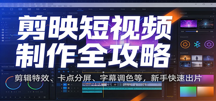 剪映短视频制作全攻略：剪辑特效、卡点分屏、字幕调色等，新手快速出片-资源宝库