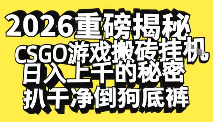 2026开年重磅解密,CSGO游戏搬砖挂G日入1k+的秘密,把倒狗的底裤扒干【揭秘】-资源宝库