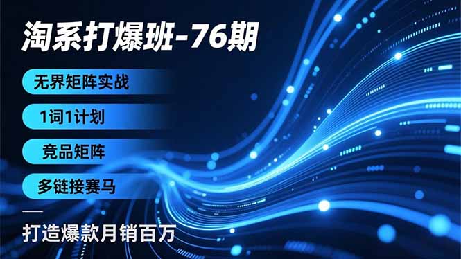 淘系打爆班-76期，无界矩阵实战，1词1计划、竞品矩阵、多链接赛马，打造爆款月销百万-资源宝库