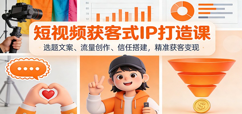 短视频获客式IP打造课:选题文案、流量创作、信任搭建,精准获客变现-资源宝库