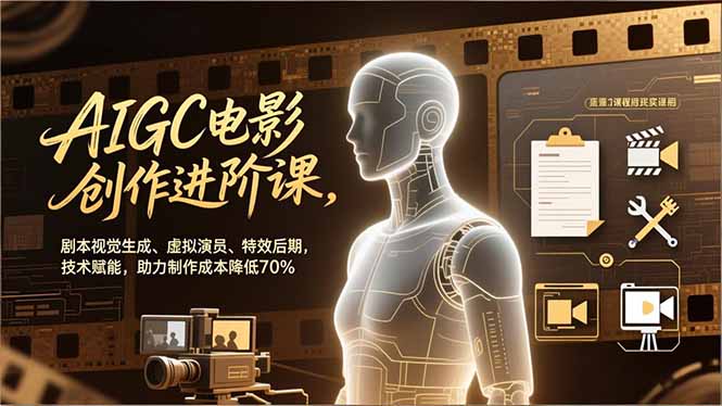 AIGC电影创作进阶课,剧本视觉生成、虚拟演员、特效后期,技术赋能,助力制作成本降低70%-资源宝库