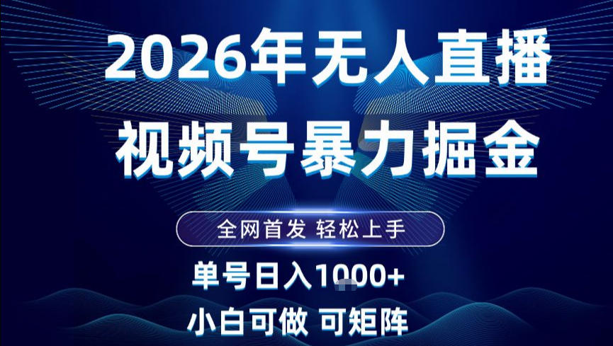 2026最新视频号无人直播掘金,全网首发,小白可以玩,长期稳定日入1k+【揭秘】-资源宝库