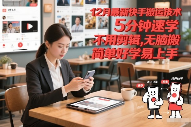 12月最新快手搬运技术，5分钟速学，不用剪辑无脑搬，简单好学易上手-资源宝库