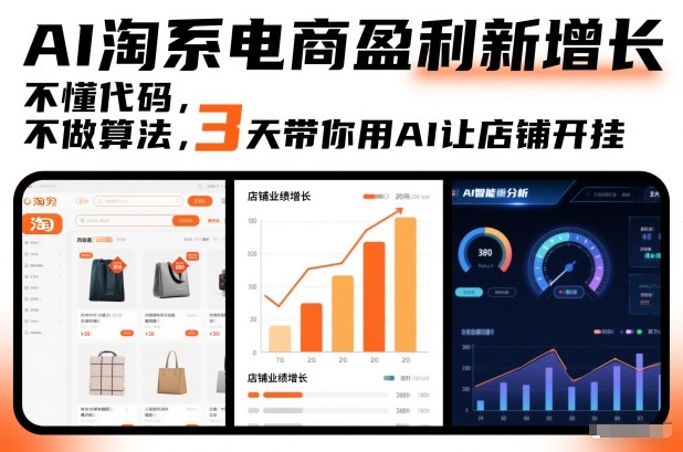 AI淘系电商盈利新增长,不懂代码,不做算法,3天带你用AI让店铺开挂-资源宝库