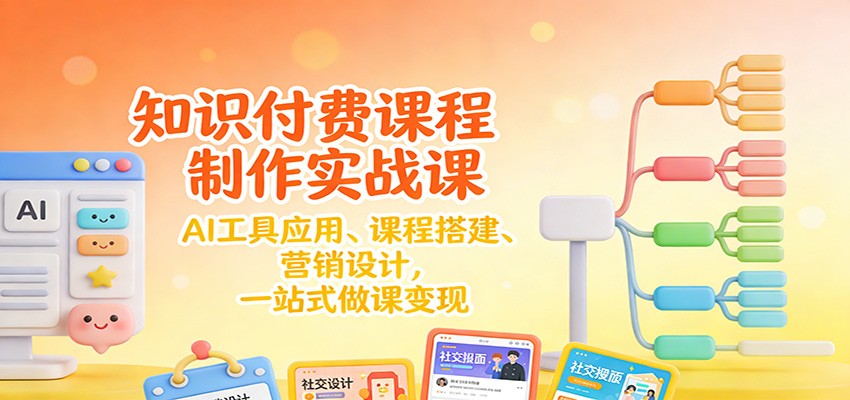 知识付费课程制作实战课:AI工具应用 、课程搭建、营销设计,一站式做课变现-资源宝库