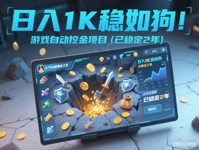 日入1K稳如狗!游戏自动挖金项目(已稳定2年),永不失业的副业之选【揭秘】-资源宝库