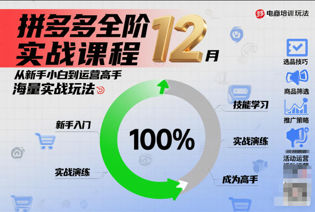 拼多多全阶实战课程12月,从新手小白到运营高手,海量实战玩法-资源宝库