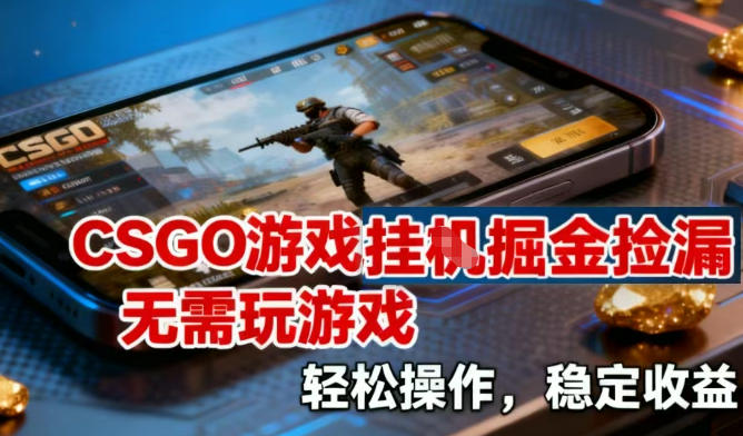 CSGO游戏挂G掘金捡漏,不需要玩游戏,操作简单,收益稳定【揭秘】-资源宝库