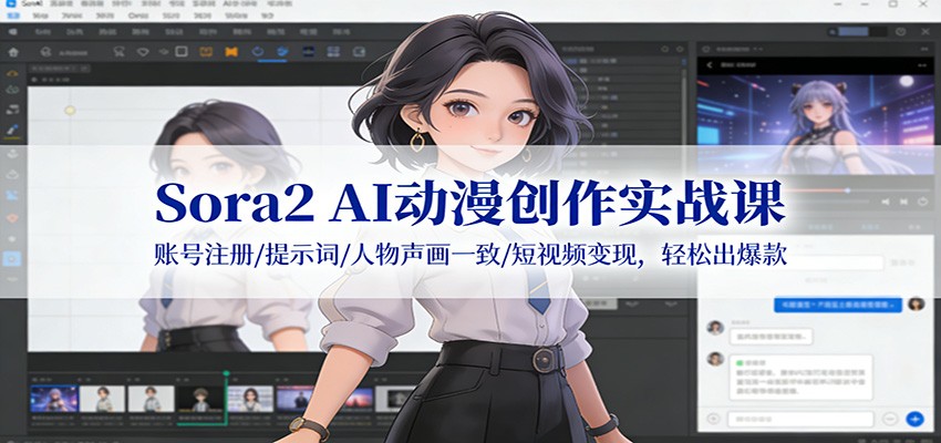Sora2 AI动漫创作实战课:账号注册/提示词/人物声画一致/短视频变现,轻松出爆款-资源宝库