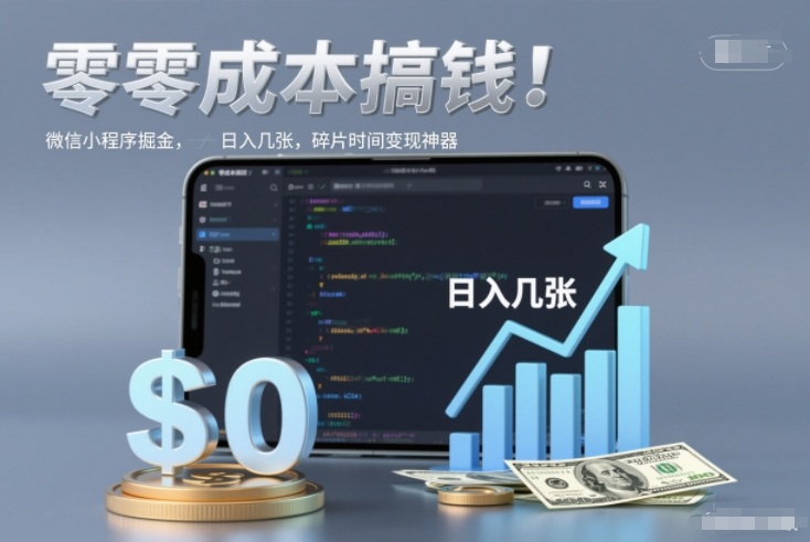 零成本搞钱,微信小程序掘金,简单易操作,日入几张,碎片时间变现神器【揭秘】-资源宝库
