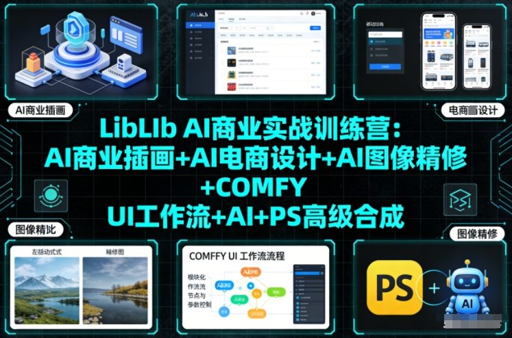 LibLIb AI商业实战训练营：AI商业插画+AI电商设计+AI图像精修+COMFY UI工作流+AI+PS高级合成-资源宝库