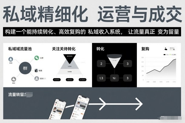 私域精细化运营与成交，构建一个能持续转化、高效复购的私域收入系统，让流量真正变为留量-资源宝库