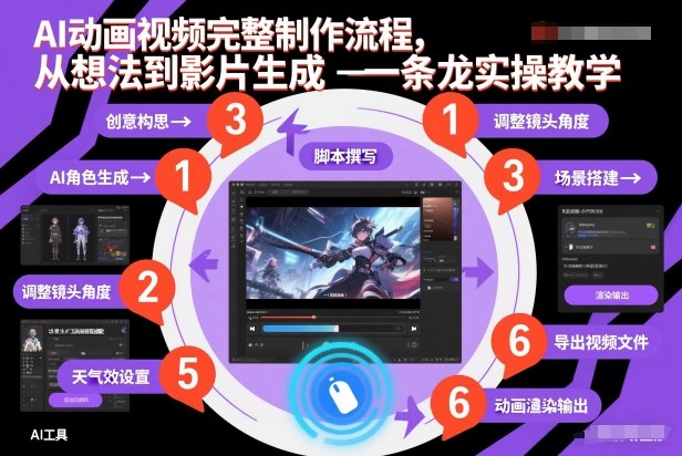 AI动画视频完整制作流程,从想法到影片生成一条龙实操教学-资源宝库
