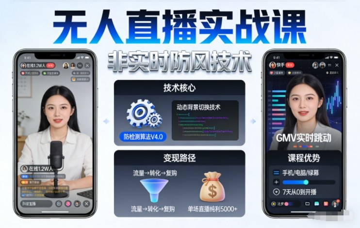宝子哥无人直播实战课，非实时防风技术，聚焦抖音快手等平台直播带货，轻松开启直播变现之路(更新2026)-资源宝库