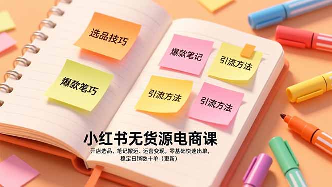 小红书无货源电商课,开店选品、笔记搬运、运营变现,零基础快速出单,稳定日销数十单(更新-资源宝库