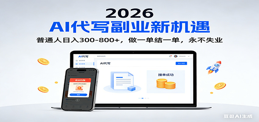 2026 副业首选!AI 代写日入 300-800,普通人0门槛,做一单结一单!-资源宝库