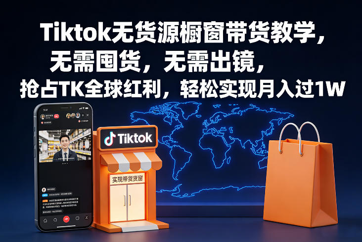 Tiktok无货源橱窗带货教学，无需囤货，无需出镜，抢占TK全球红利，轻松实现月入过1W-资源宝库