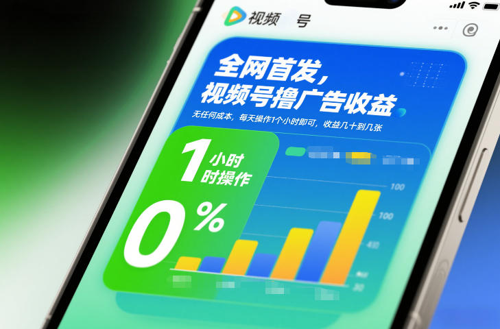全网首发,视频号撸广告收益,无任何成本,每天操作1个小时即可,收益几十到几张-资源宝库