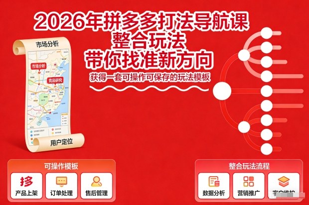 2026年拼多多打法导航课,整合玩法,带你找准新方向,获得一套可操作可保存的玩法模板-资源宝库
