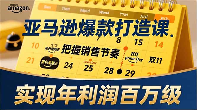 亚马逊爆款打造课,大促节点、全年规划、淡旺季打法,把握销售节奏,实现年利润百万级-资源宝库
